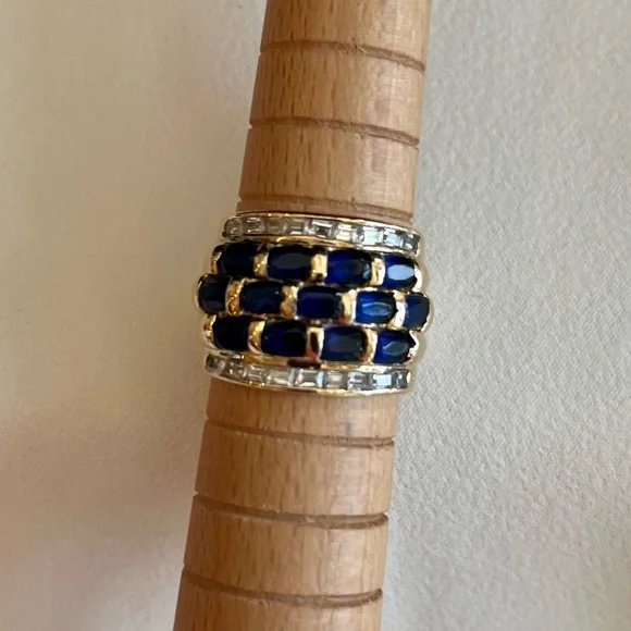 Sapphire and CZ Cocktail Ring - Picture 11 of 16